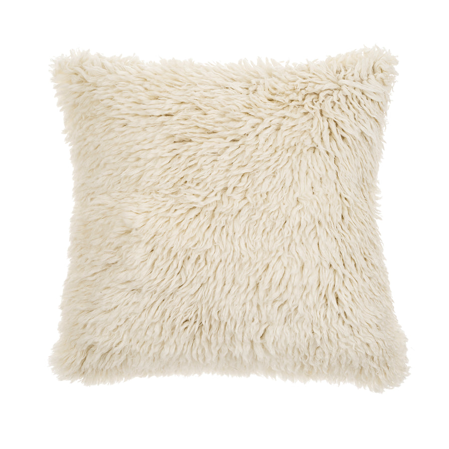 Long Ivory Wool Toss Pillow