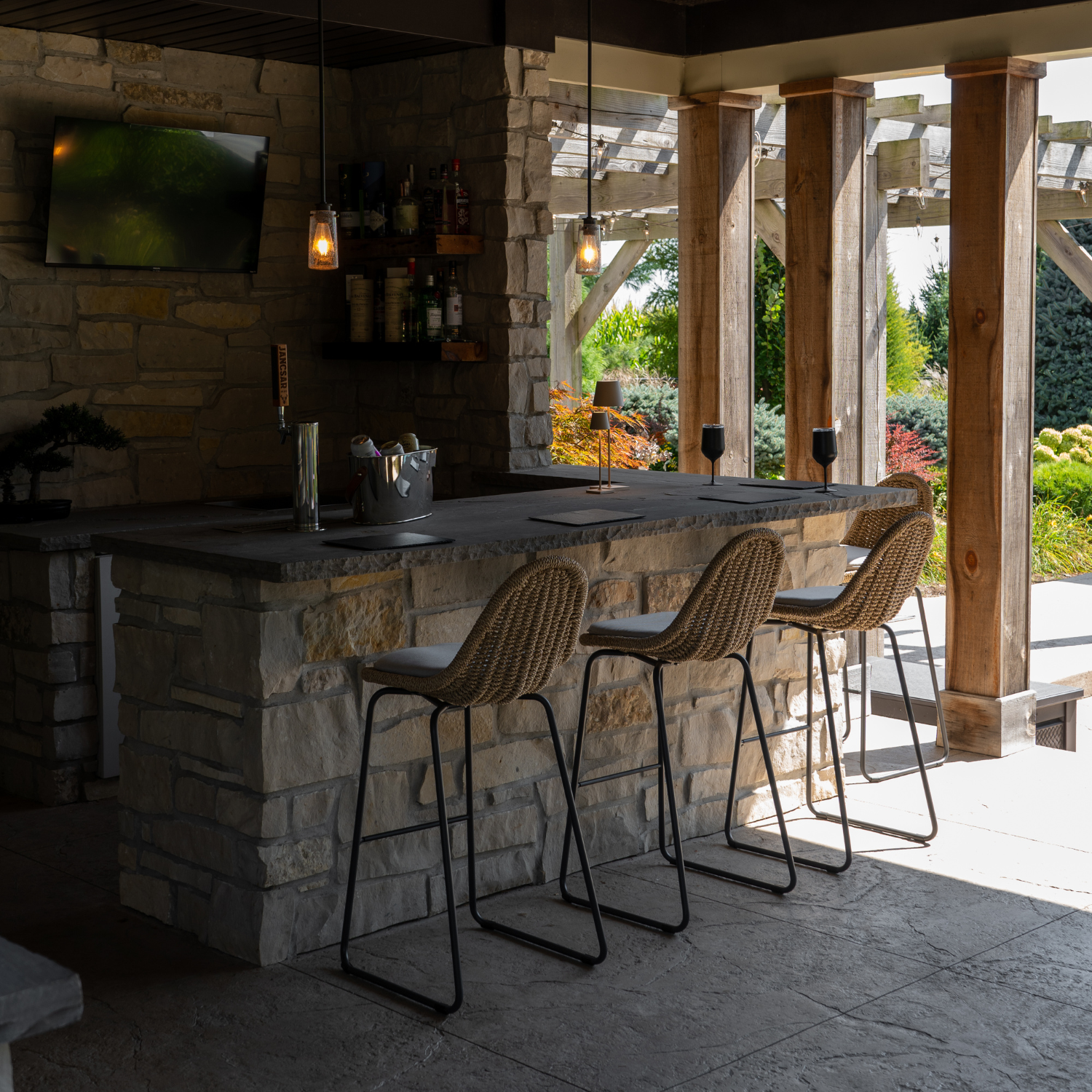 Kawartha Natural Rope Bar Stool with Cushion