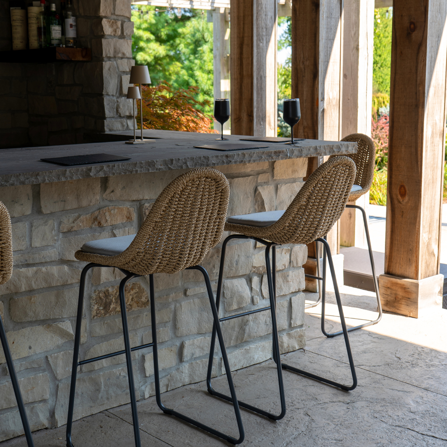 Kawartha Natural Rope Bar Stool with Cushion