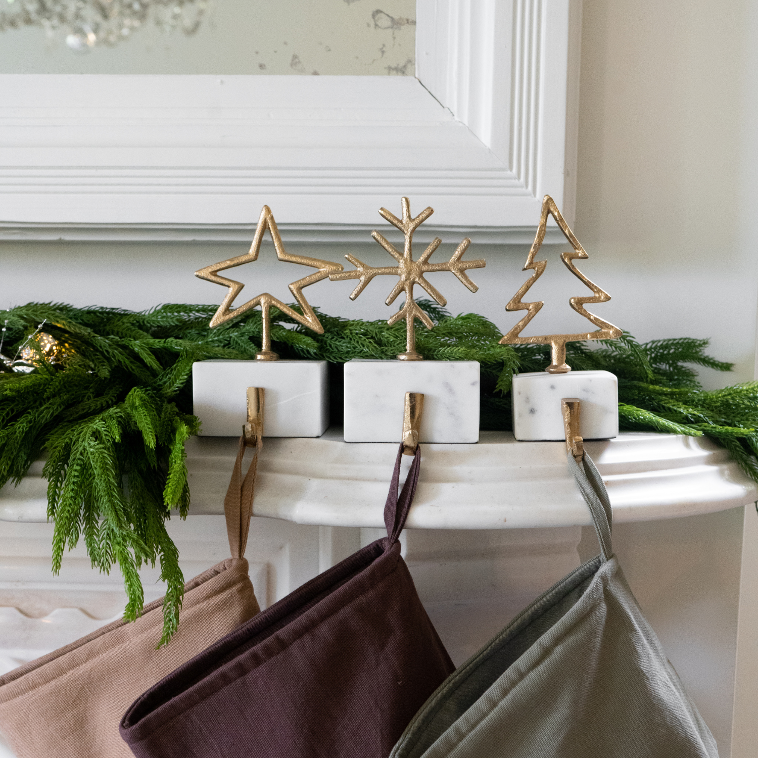 Glimmering Gold Marble Stocking Holders