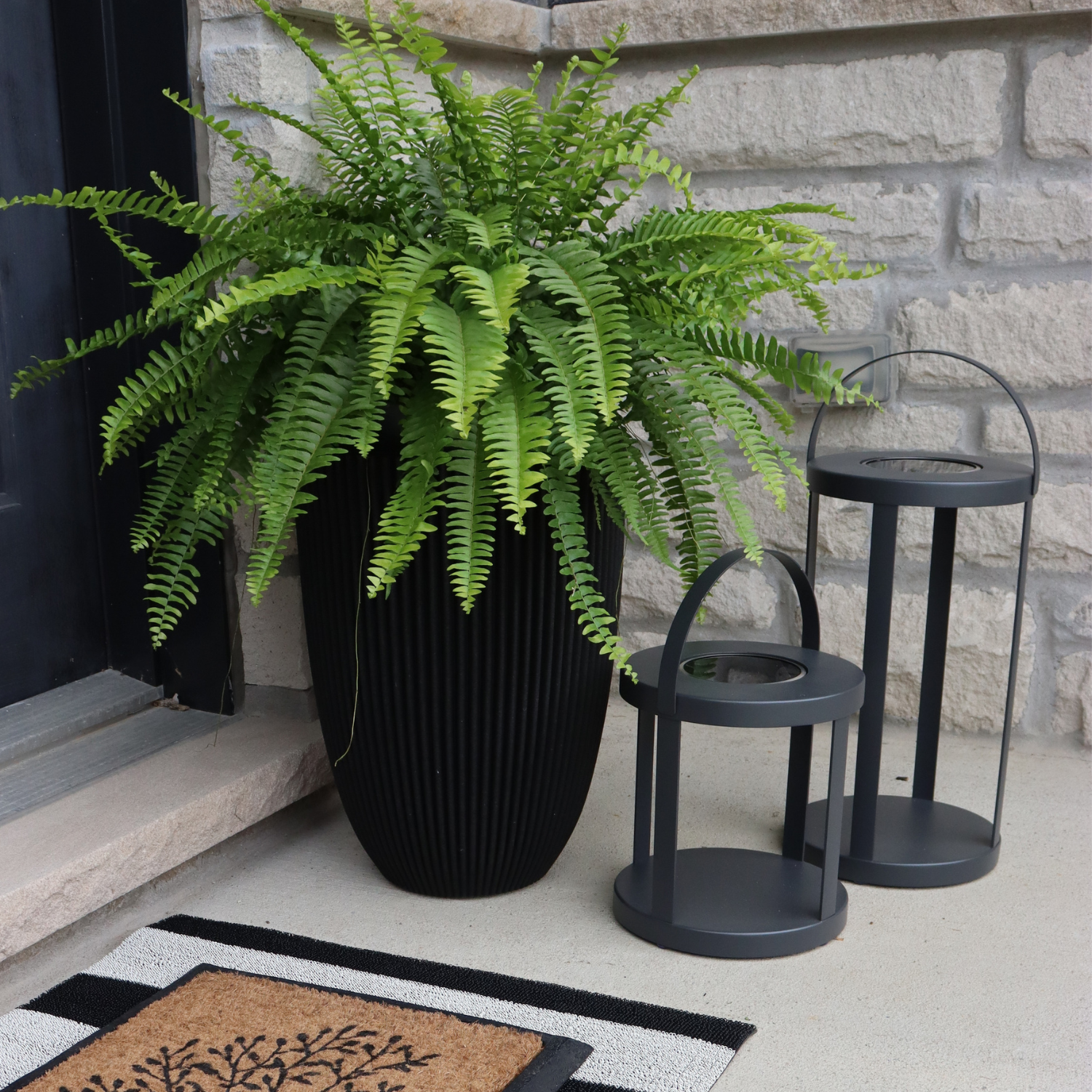 Pillar Charcoal Solar Lantern