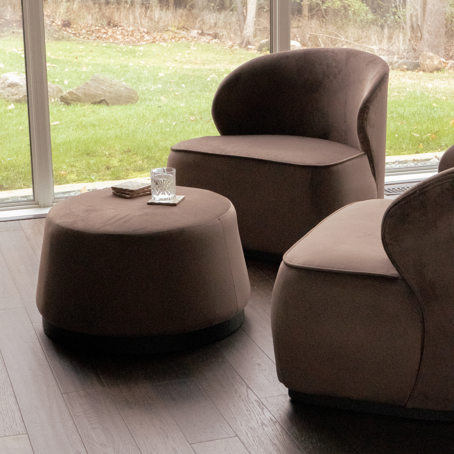 Pop Velvet Round Ottoman