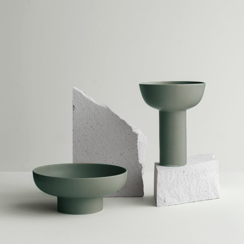 Bell Ceramic Low & Tall Vase - Sage Green