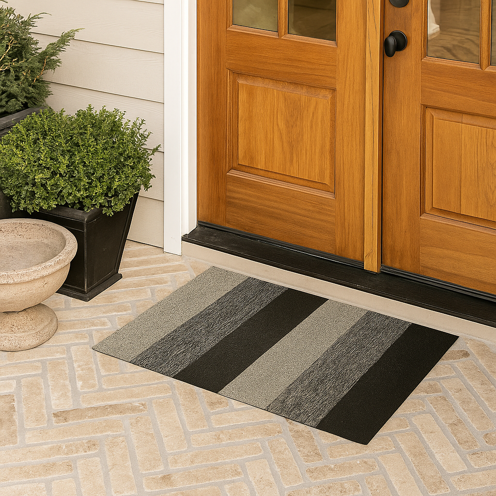 Chilewich Marble Stripe Shag 2x3 Utility Mat - Salt/Pepper