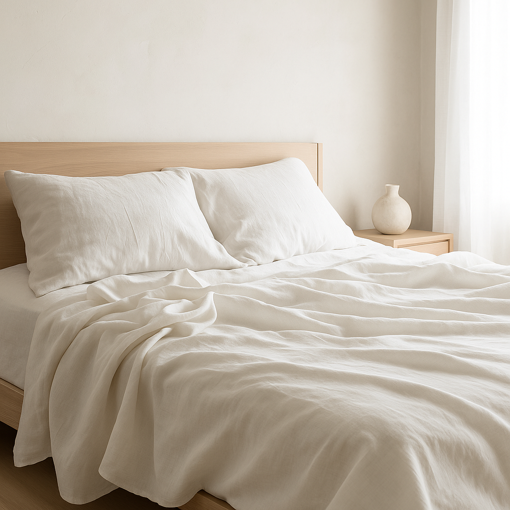 Timmins White Linen Sheet Set