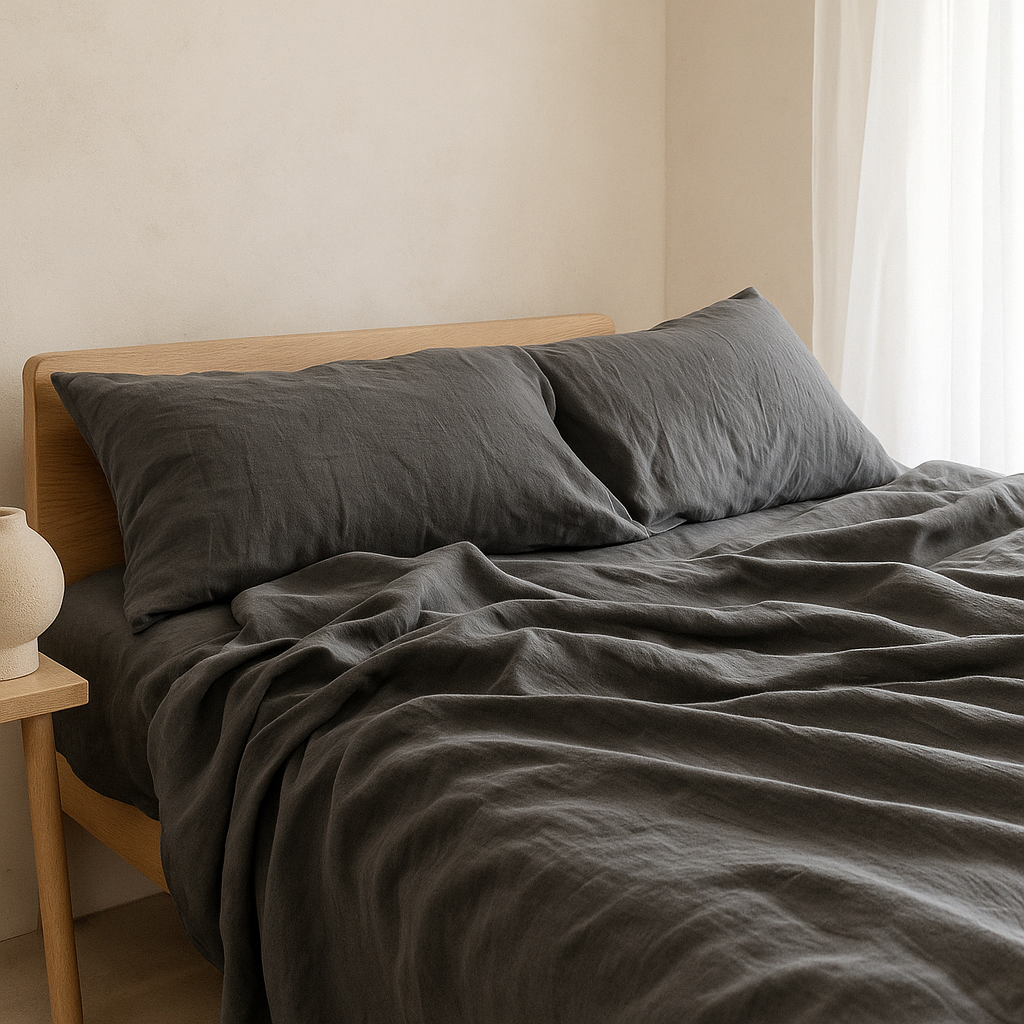 Timmins Dark Grey Linen Sheet Set