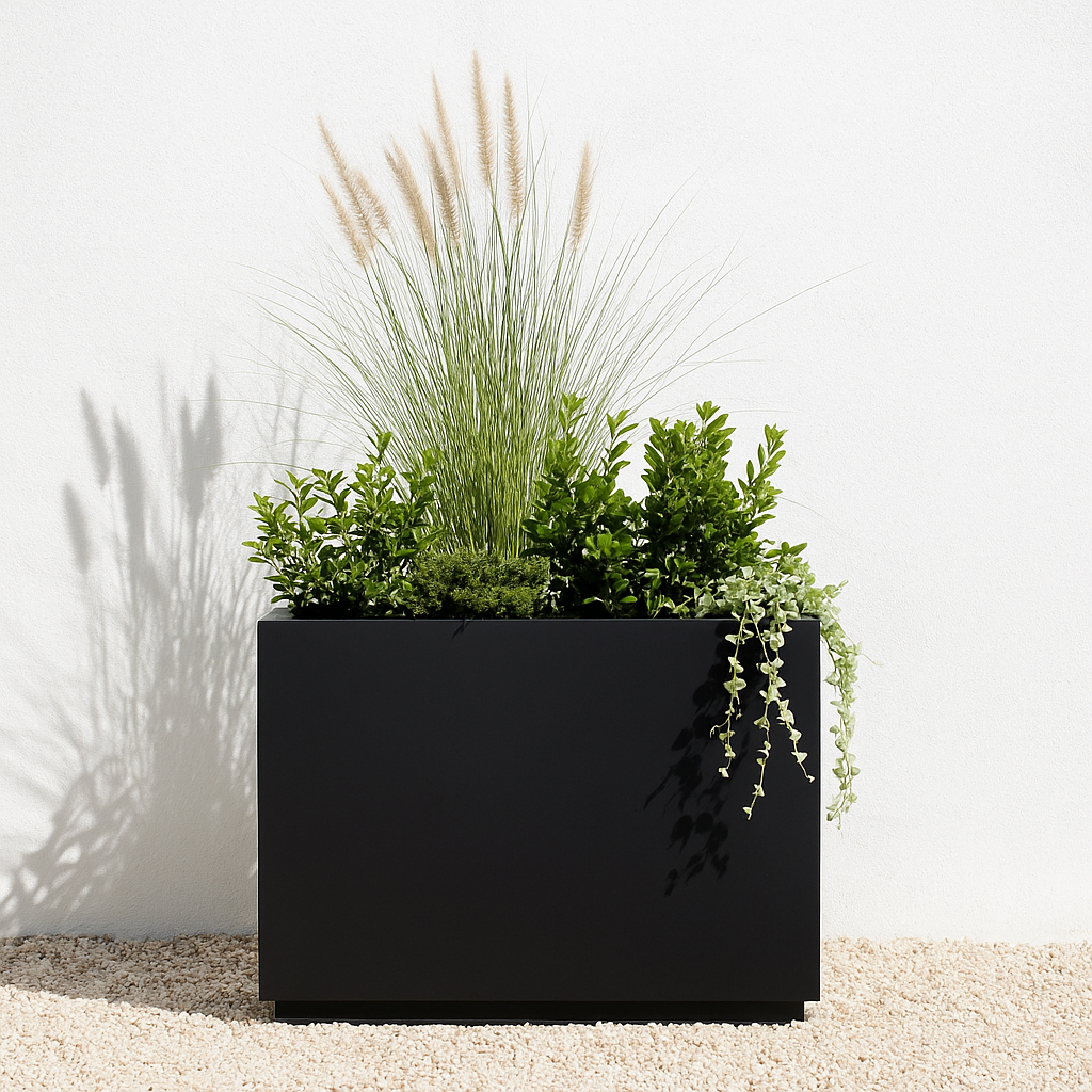 Metal Black Rectangular Planter