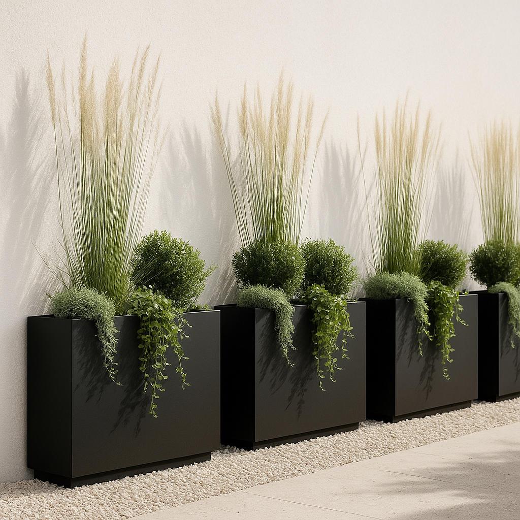 Metal Black Rectangular Planter