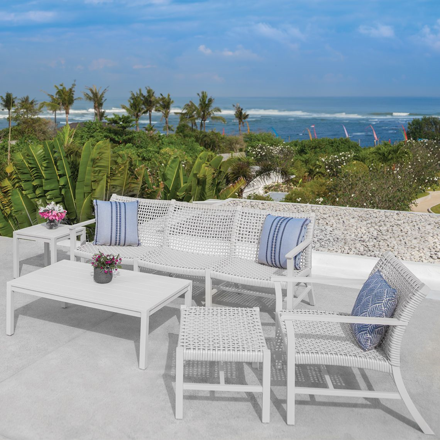 Kingsley Bate Catherine White Wicker Lounge Chair