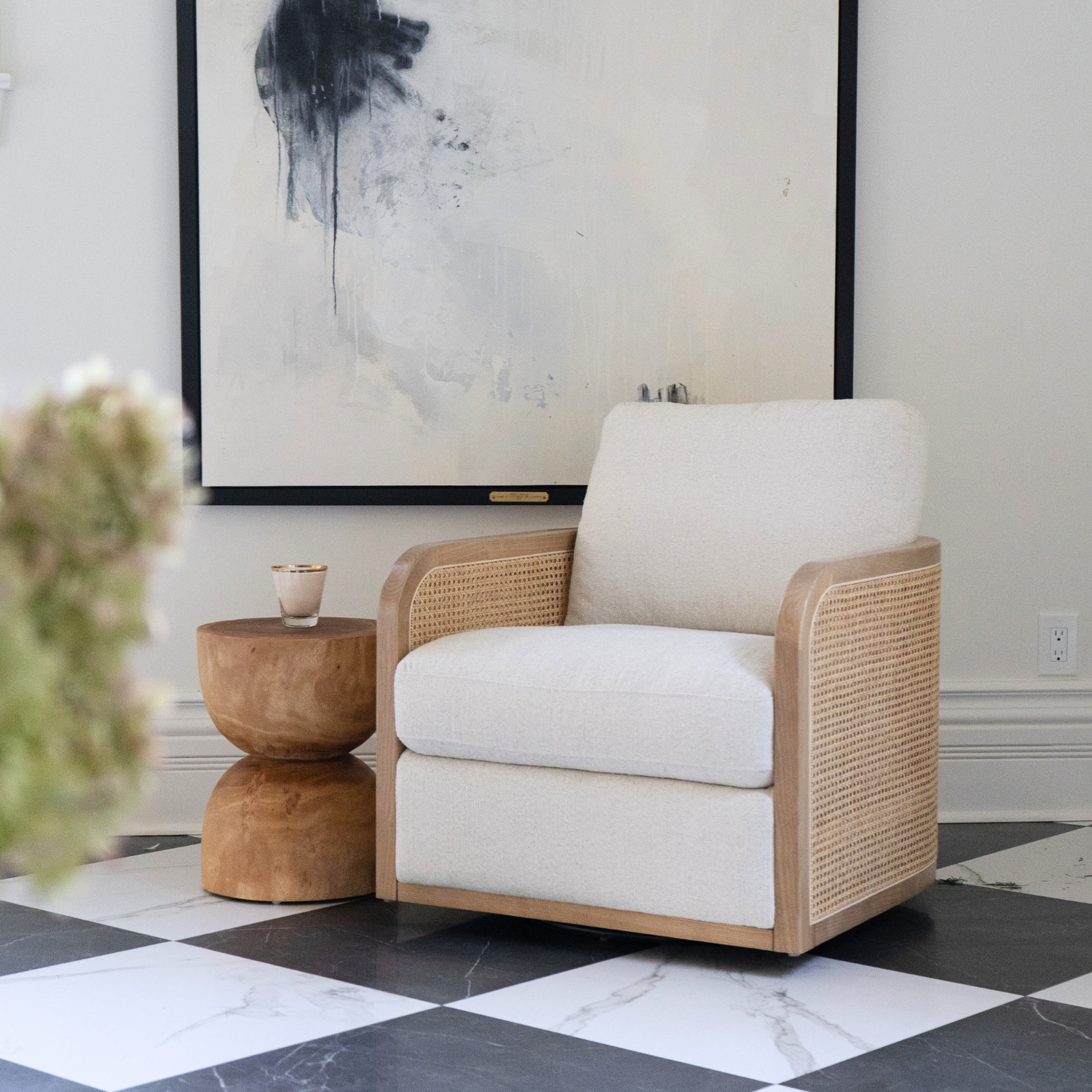 Nassau Swivel Arm Chair - Mellow Ivory