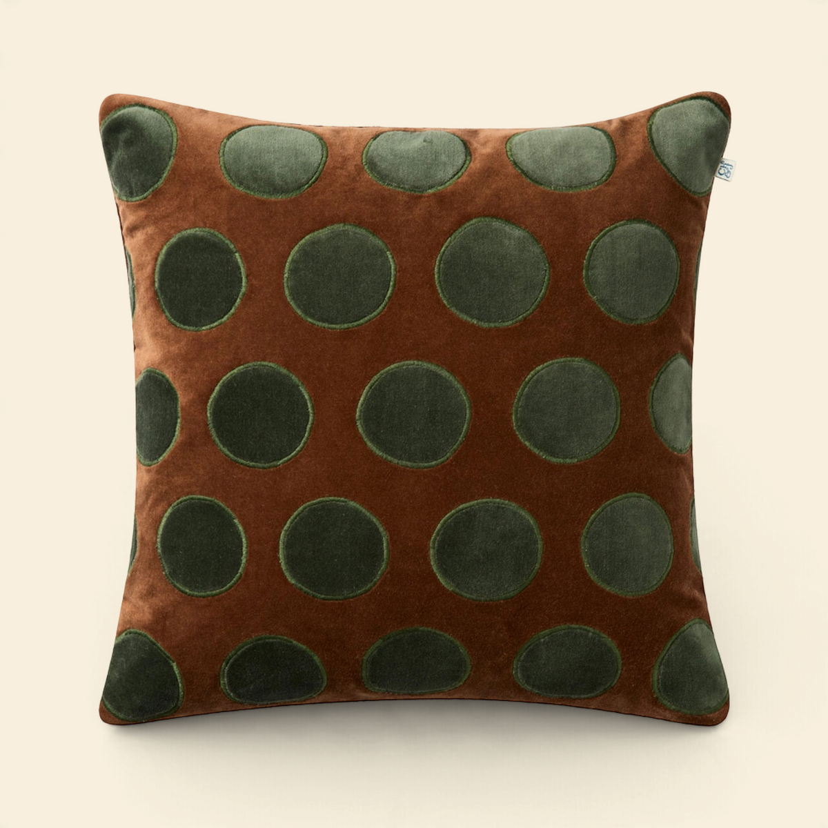 Dots Velvet Cotton Toss Pillow with Feather Insert