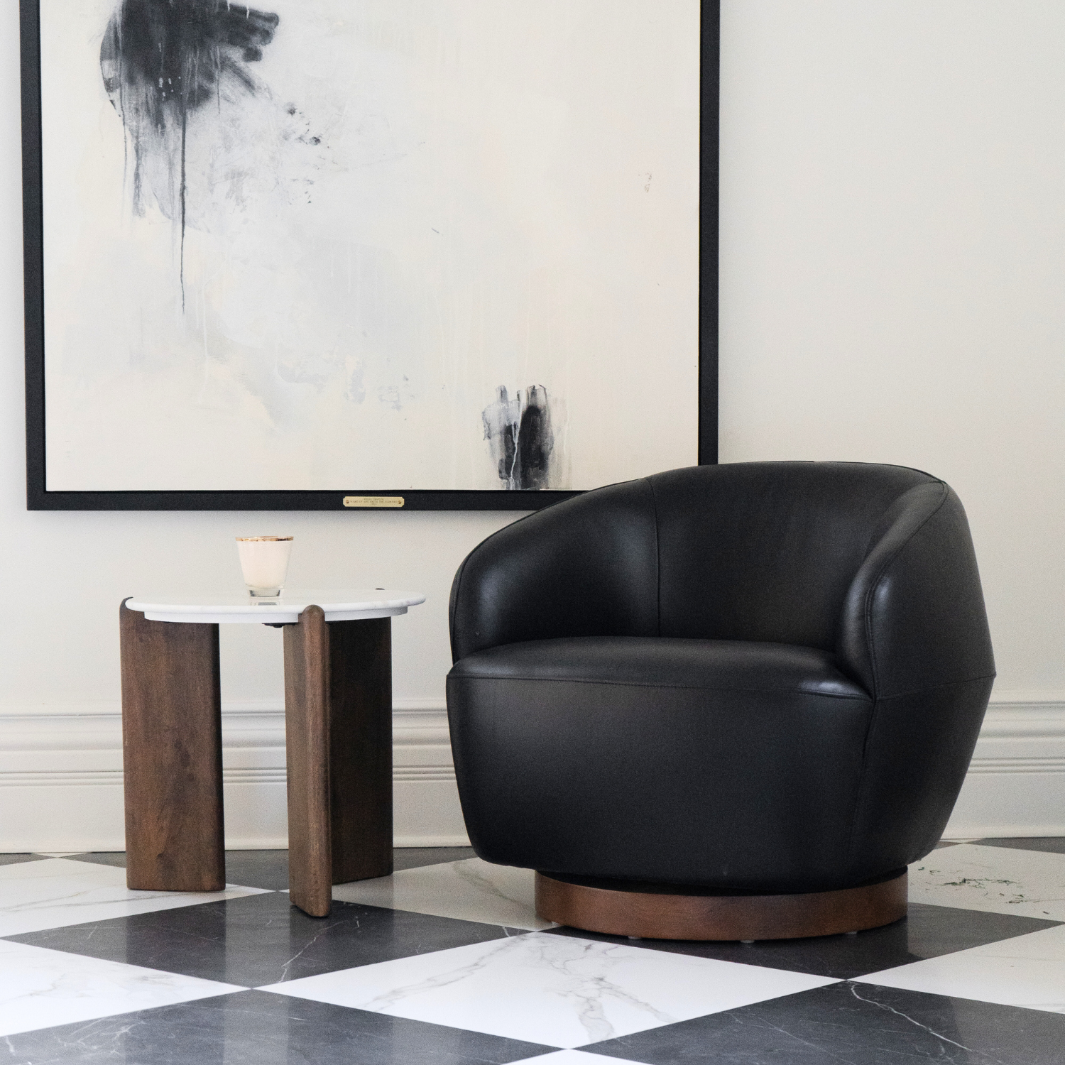 Pod Leather Swivel Lounge Chair