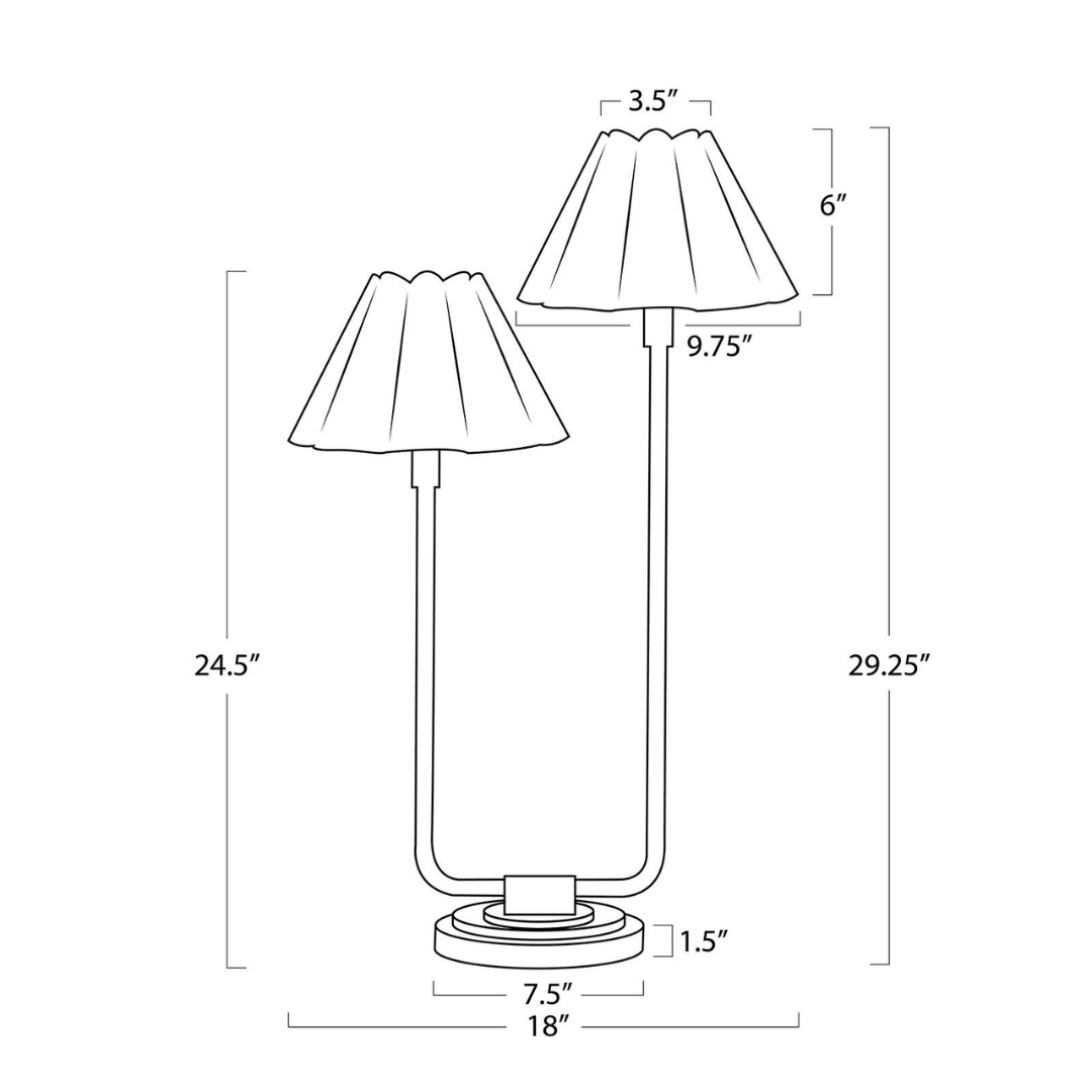 Polly Double Arm Table Lamp - Green/Brass