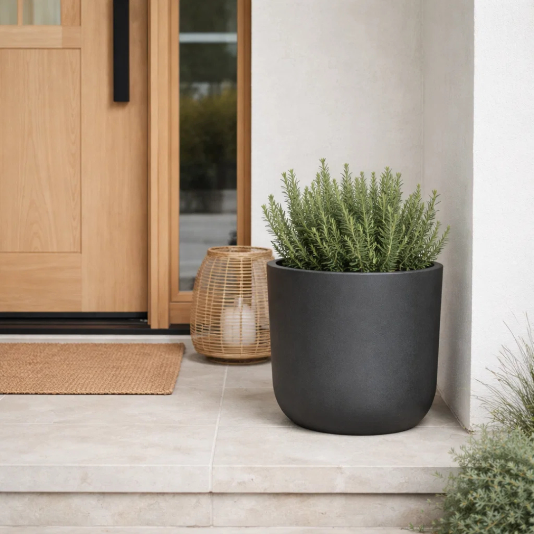 Harvest Cylinder Planter w/ Tray - Chalk Black