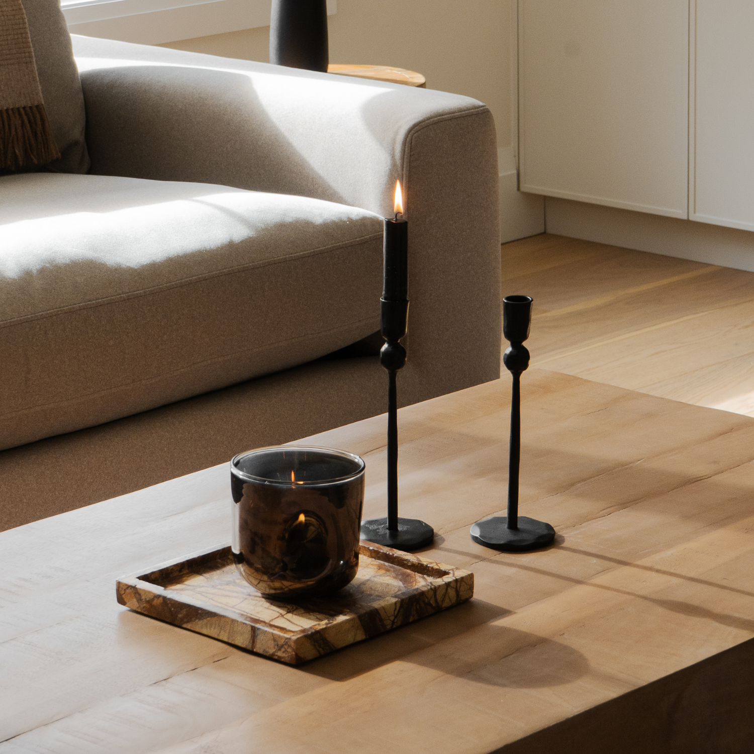 Signet Black Iron Candlestick