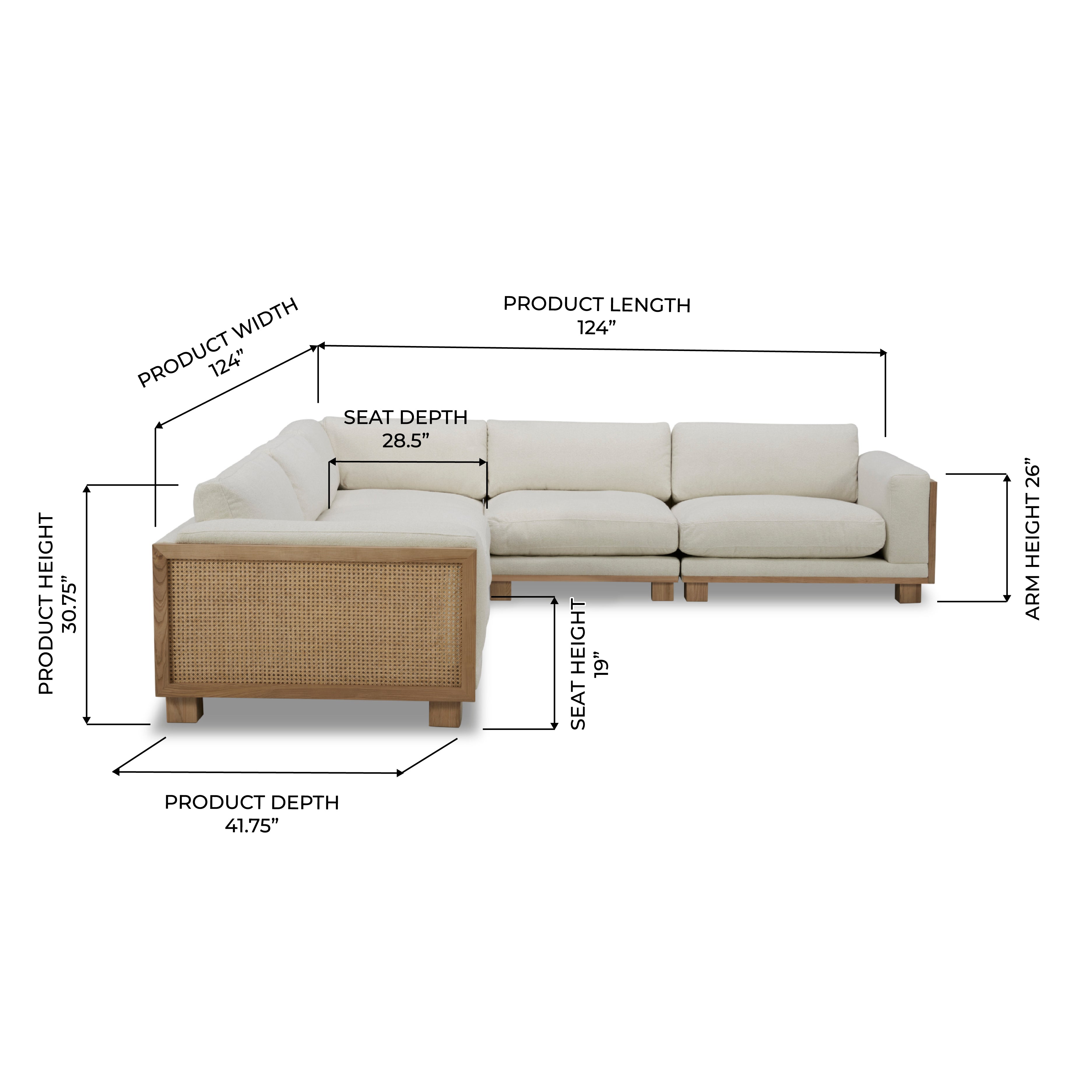 Cayman 5pc Sectional - Mellow Ivory
