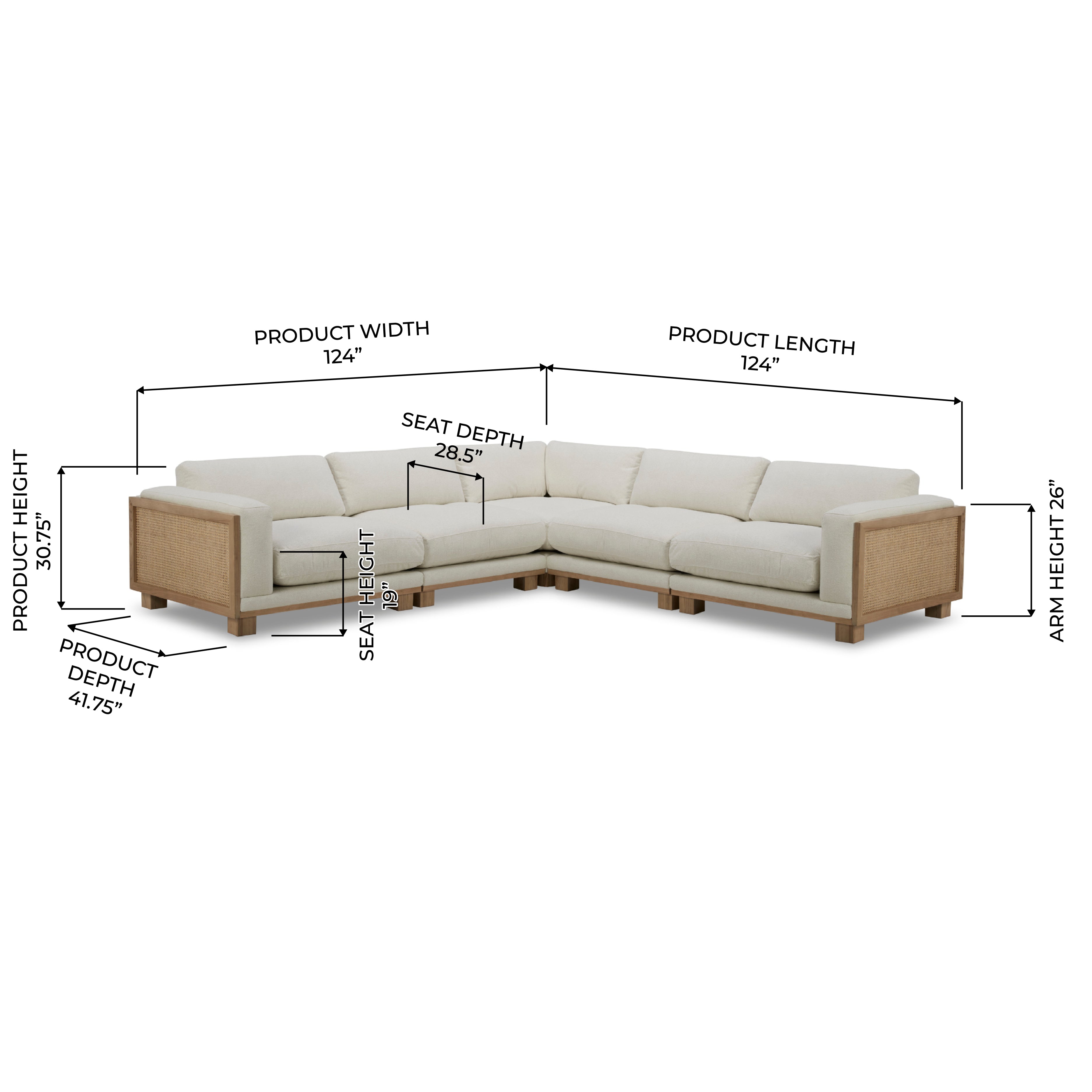 Cayman 5pc Sectional - Mellow Ivory