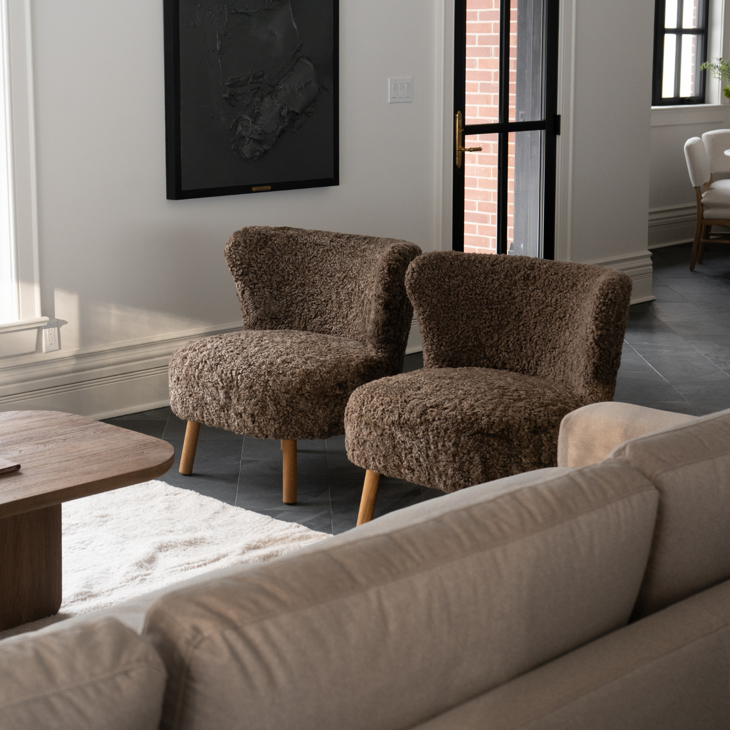 Arlberg Wool Sheepskin Lounge Chair - Deep Taupe