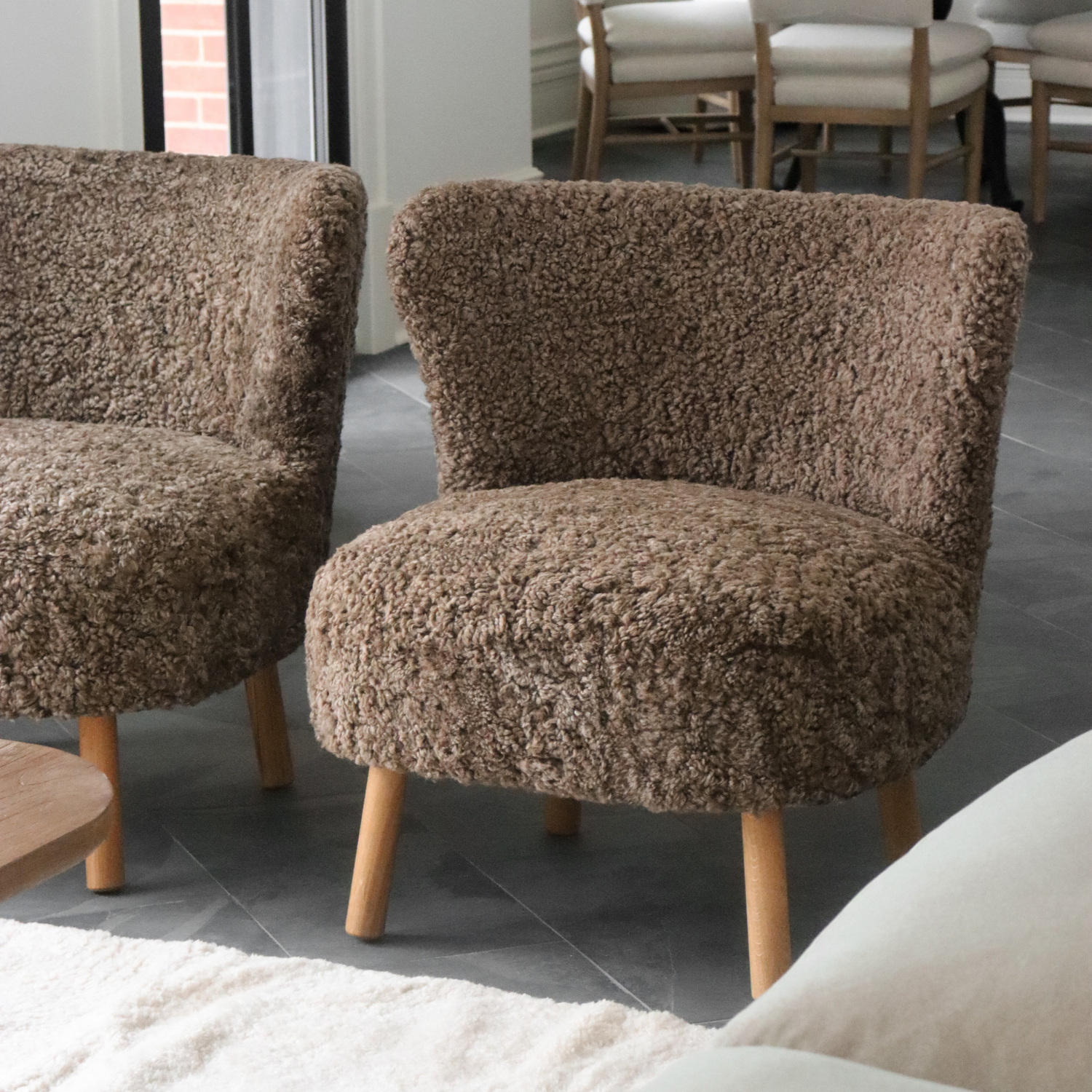 Arlberg Wool Sheepskin Lounge Chair - Deep Taupe