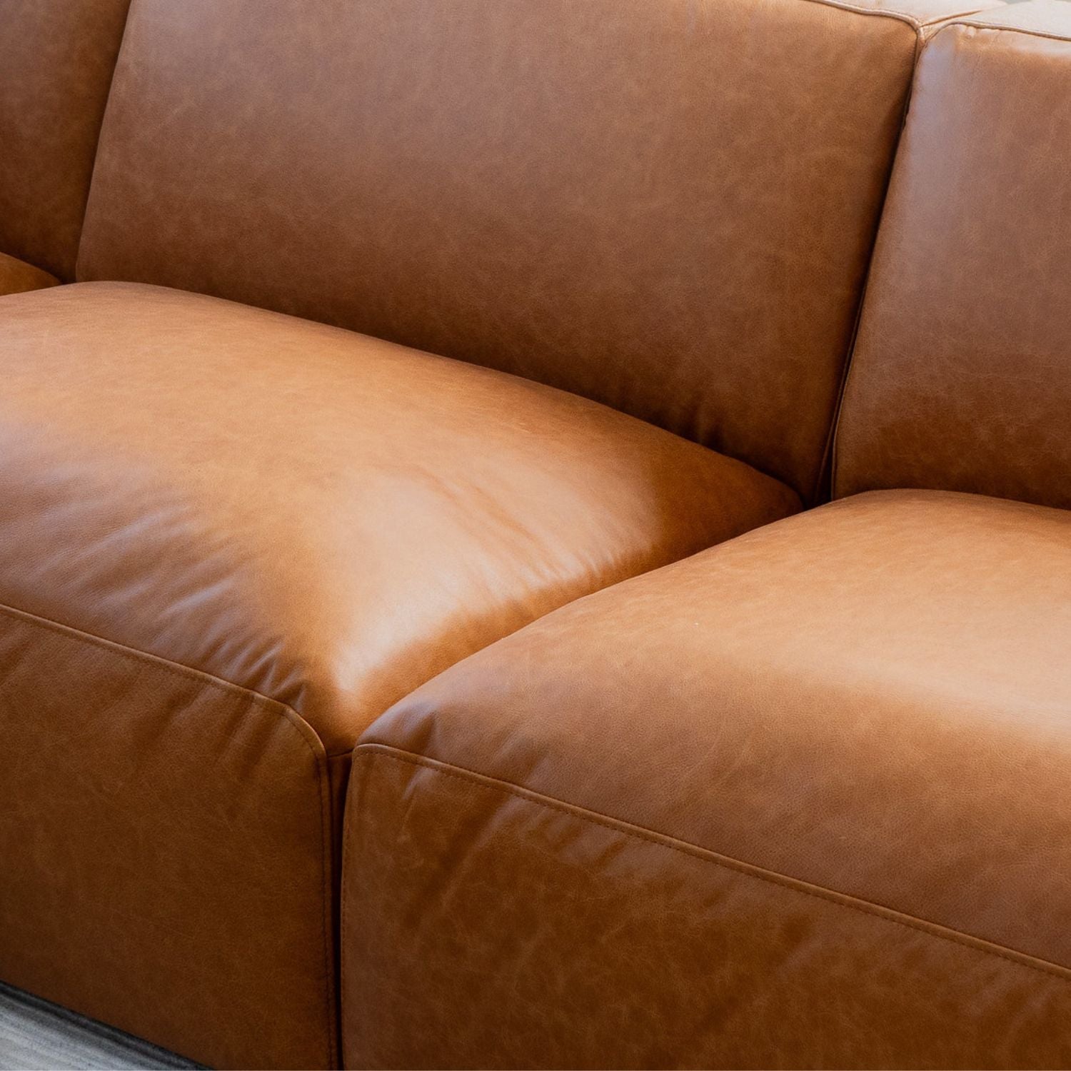 Aspen Distressed Cognac Leather 3 Seater Sofa