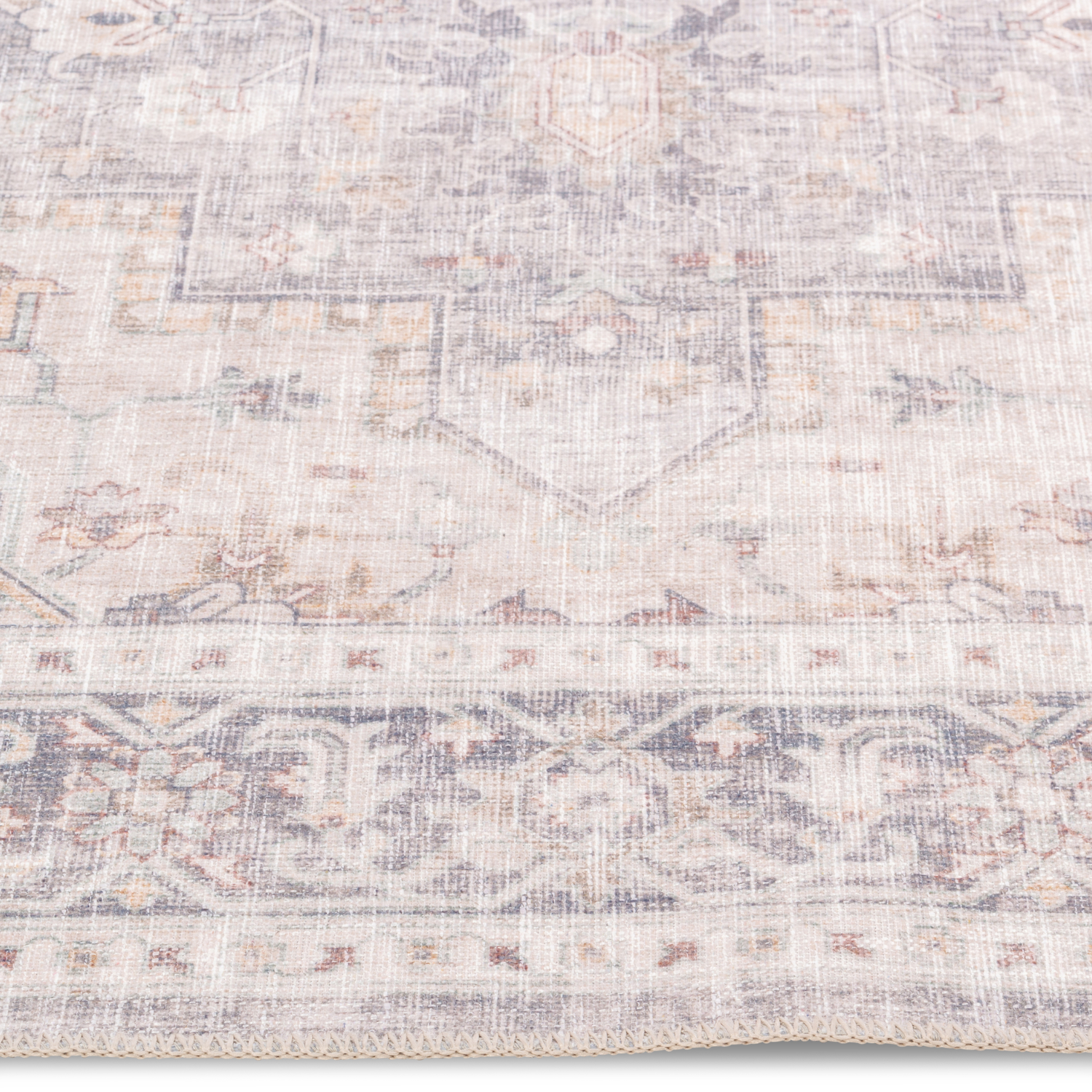 Distressed Chateau Bloom Multi/Blue/Brown/Grey Washable Rug