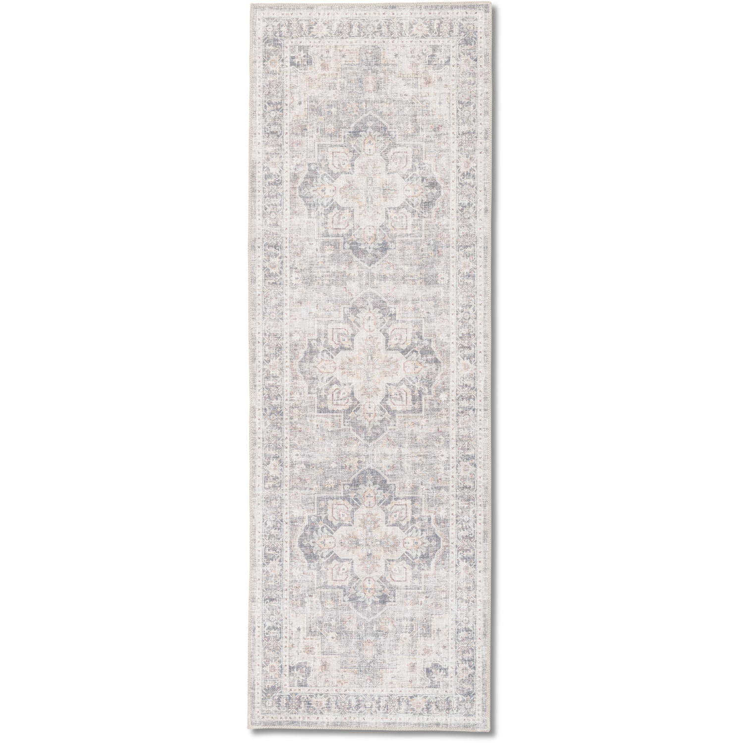 Distressed Chateau Bloom Multi/Blue/Brown/Grey Washable Rug