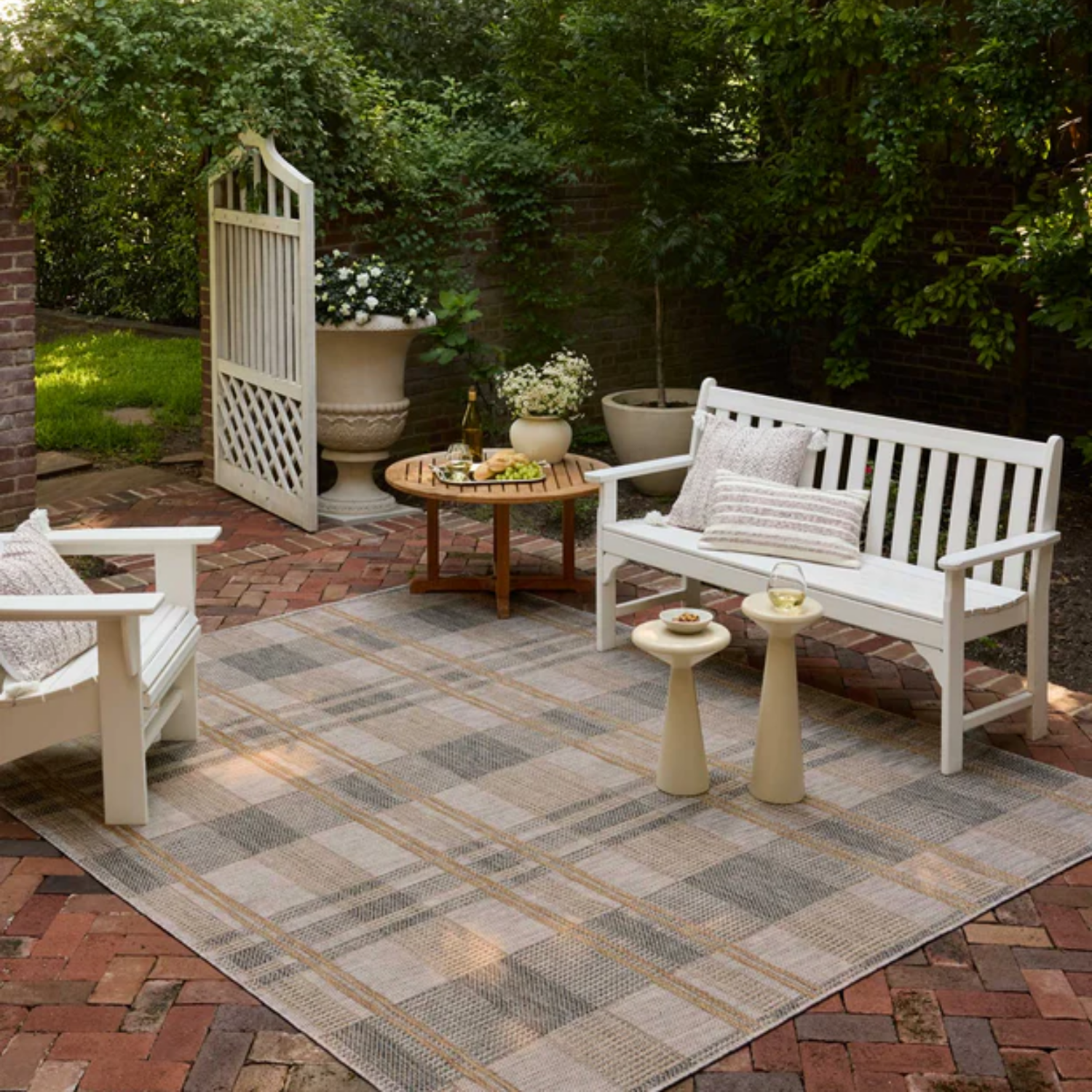 Loloi II Birch Bone/Gold Outdoor Rug