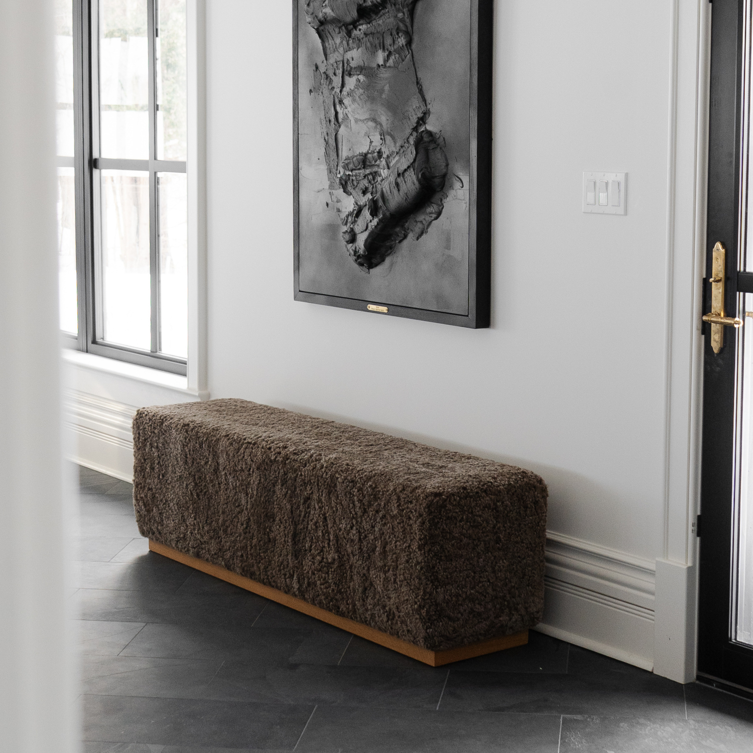 Bergen Wool Sheepskin Bench - Deep Taupe