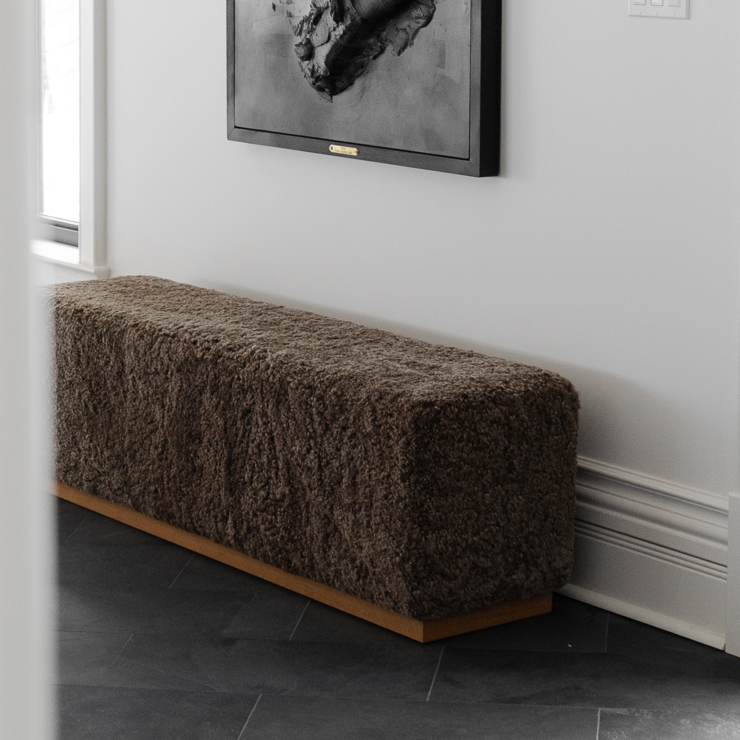 Bergen Wool Sheepskin Bench - Deep Taupe