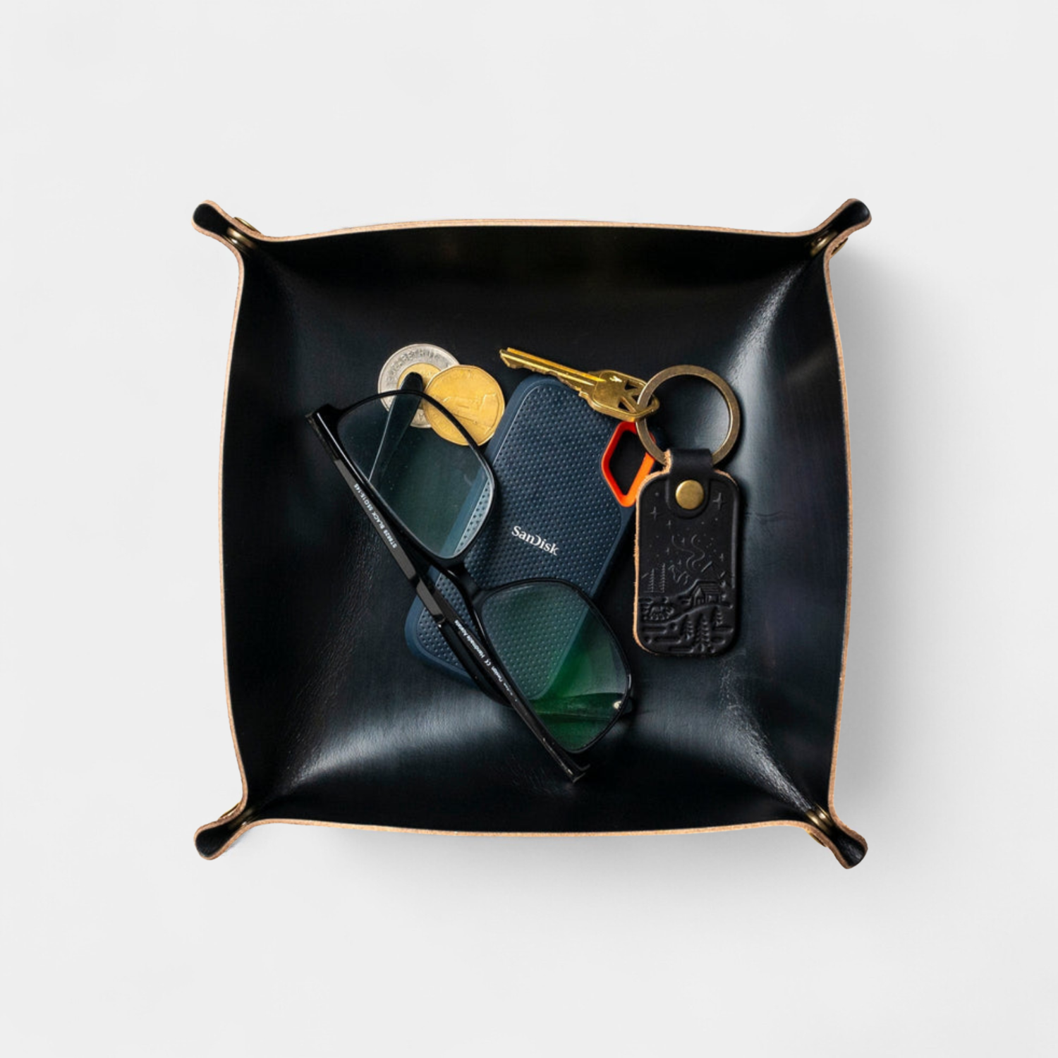 Leather Catchall Tray- Black