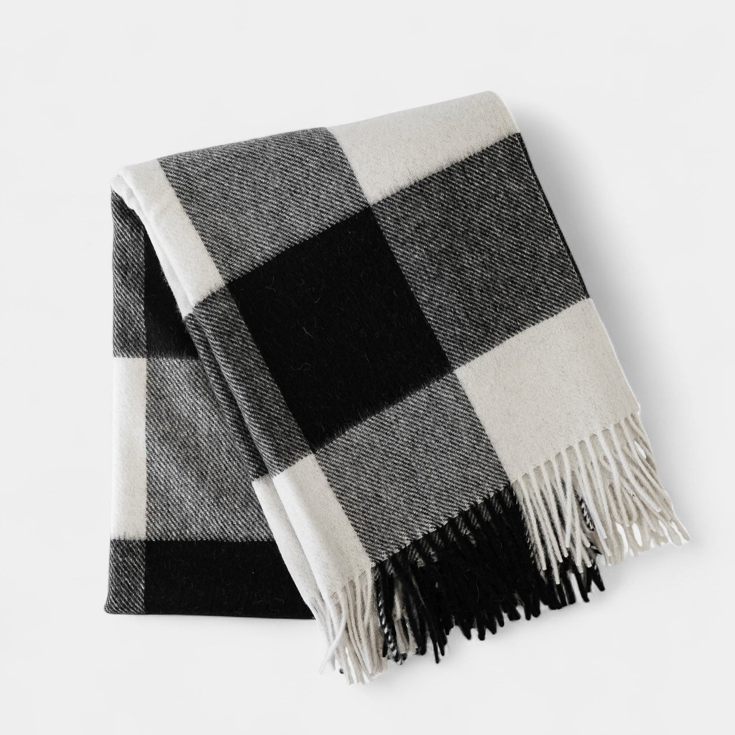 Buffalo Check Black/Ivory Alpaca Wool Throw