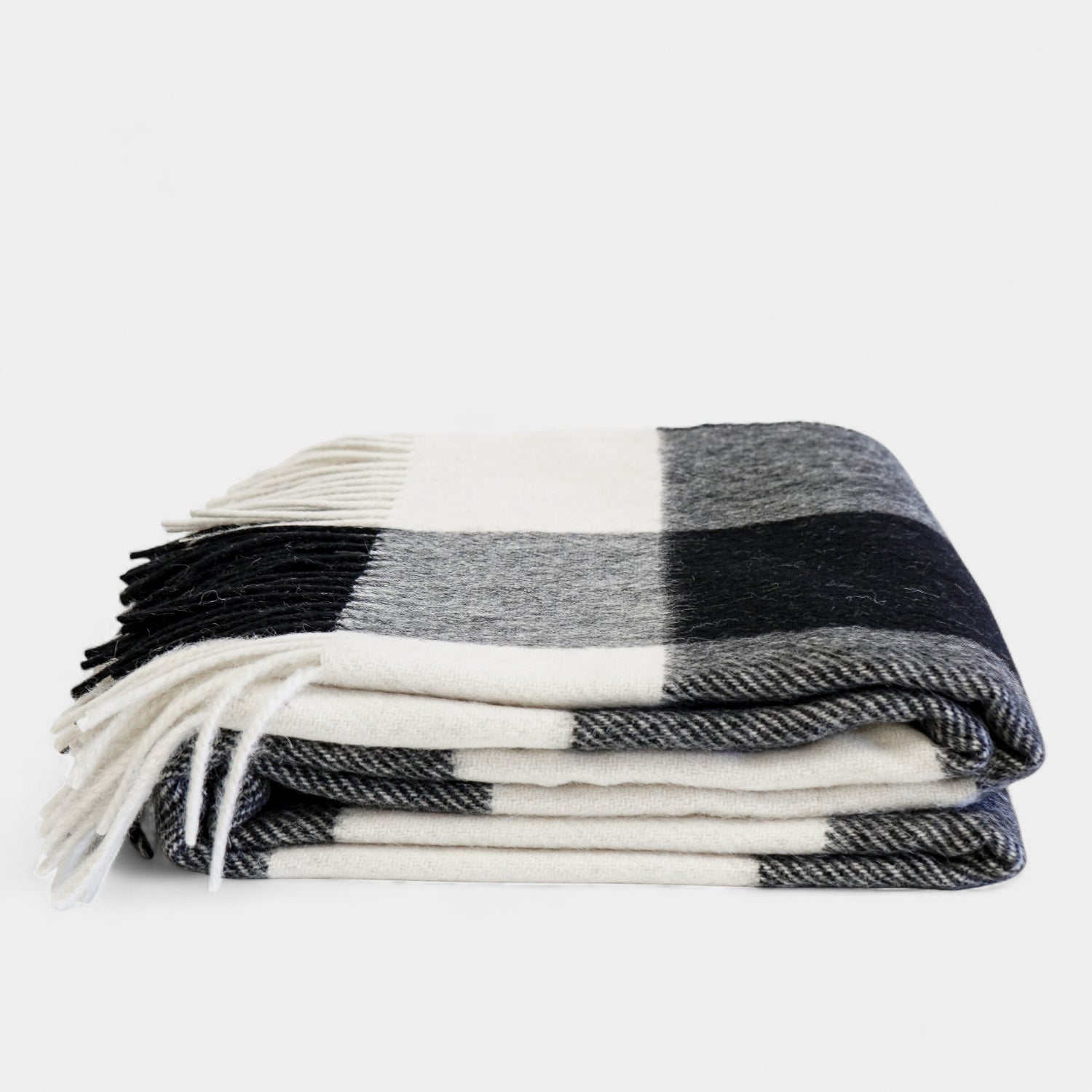 Buffalo Check Black/Ivory Alpaca Wool Throw