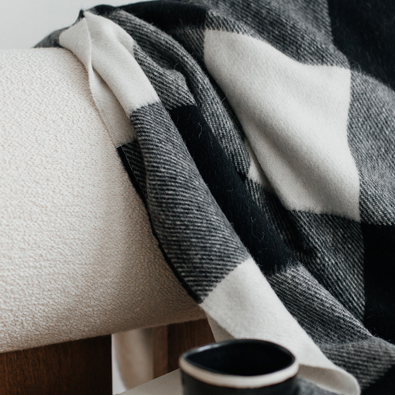 Buffalo Check Black/Ivory Alpaca Wool Throw