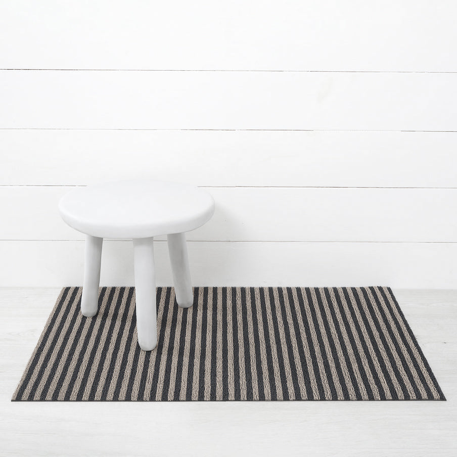 Chilewich Breton Stripe Shag 2x3 Utility Mat - Gravel