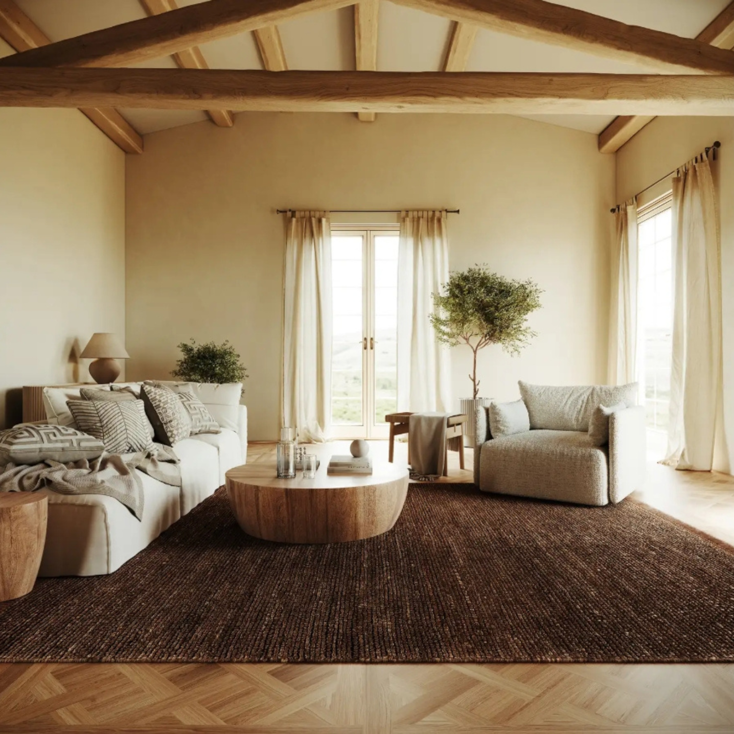 Dash & Albert Varnu Brown Textured Jute Rug