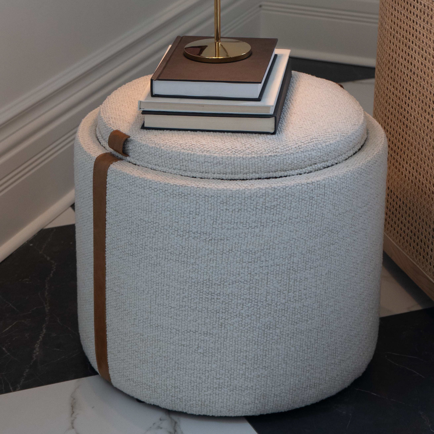 Charlestown Storage Ottoman - Pearl Boucle