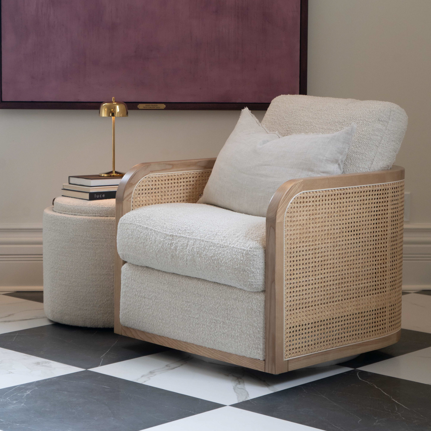 Charlestown Storage Ottoman - Pearl Boucle