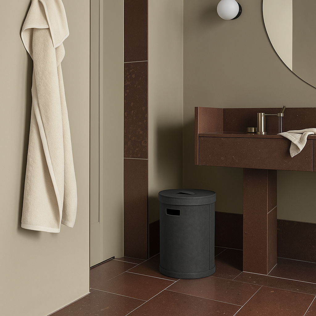 Faux Suede 50L Storage Basket W/Lid- Distressed Charcoal