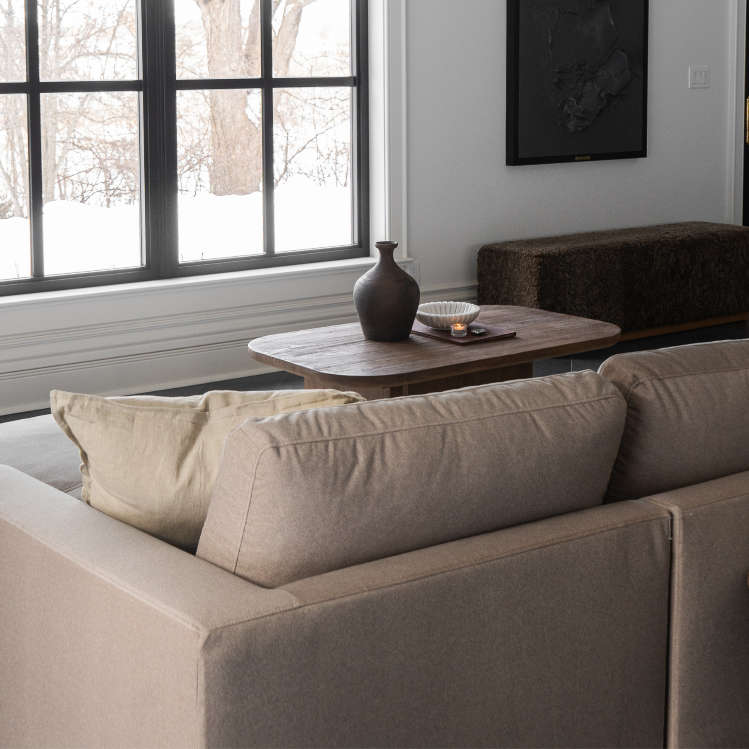 Charlestown 124" Chaise Sectional - Sand Matte Velvet