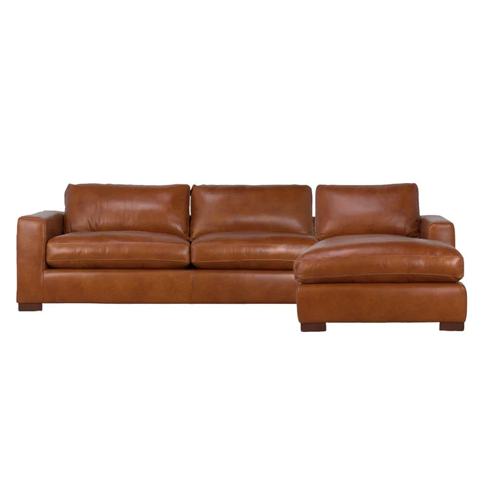 Charlestown 124" Chaise Sectional - Camel Leather