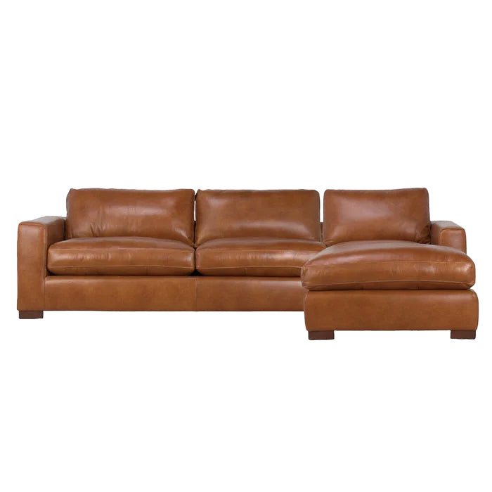 Charlestown 124" Chaise Sectional - Camel Leather