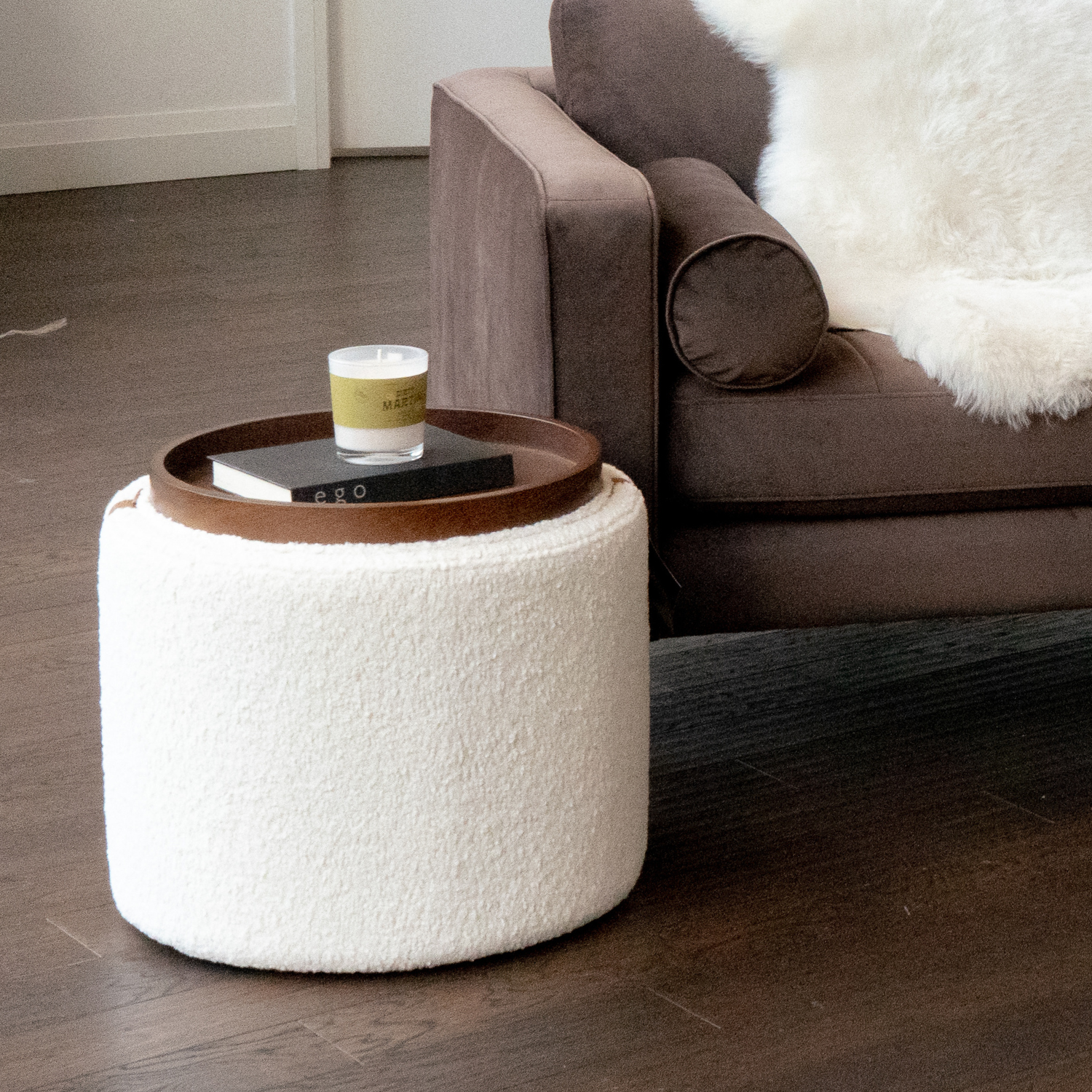 Charlestown Storage Ottoman - Ivory Sherpa