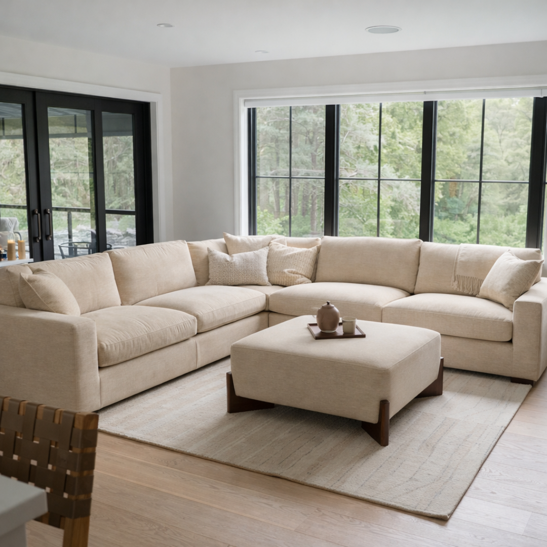 Charlestown L-Shape Sectional - Crypton® Nomad Custard