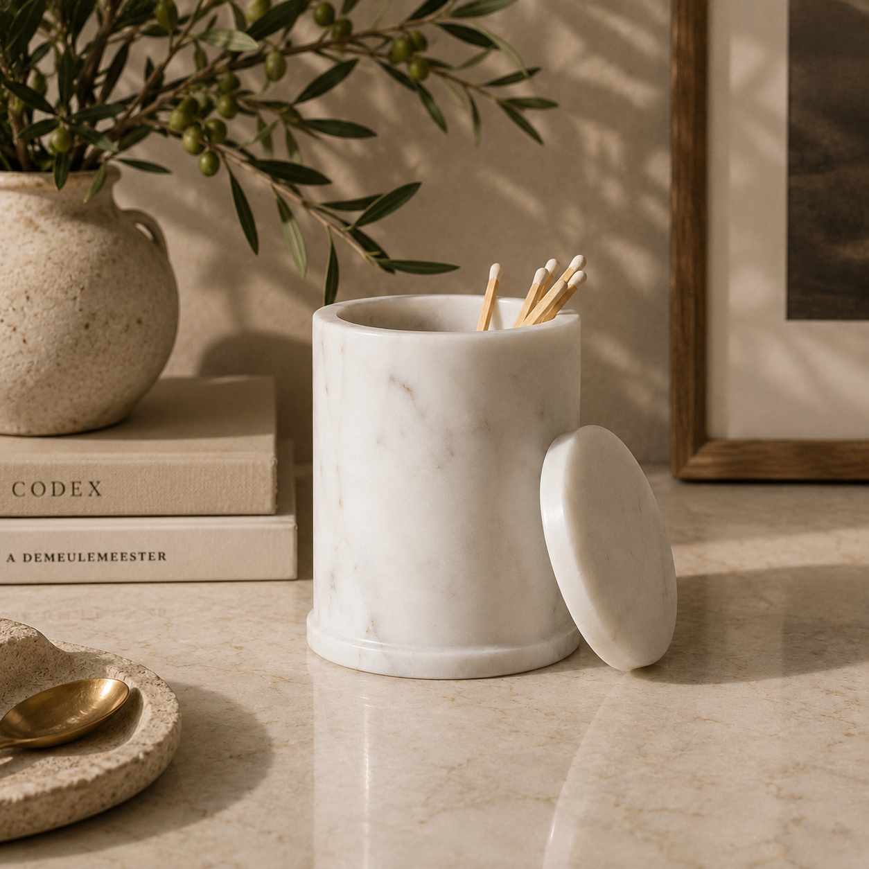 White Marble Canister