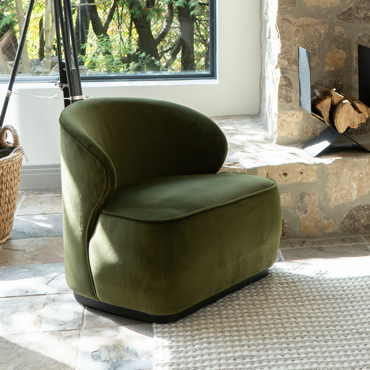 Cocoon Moss Green Velvet Chair