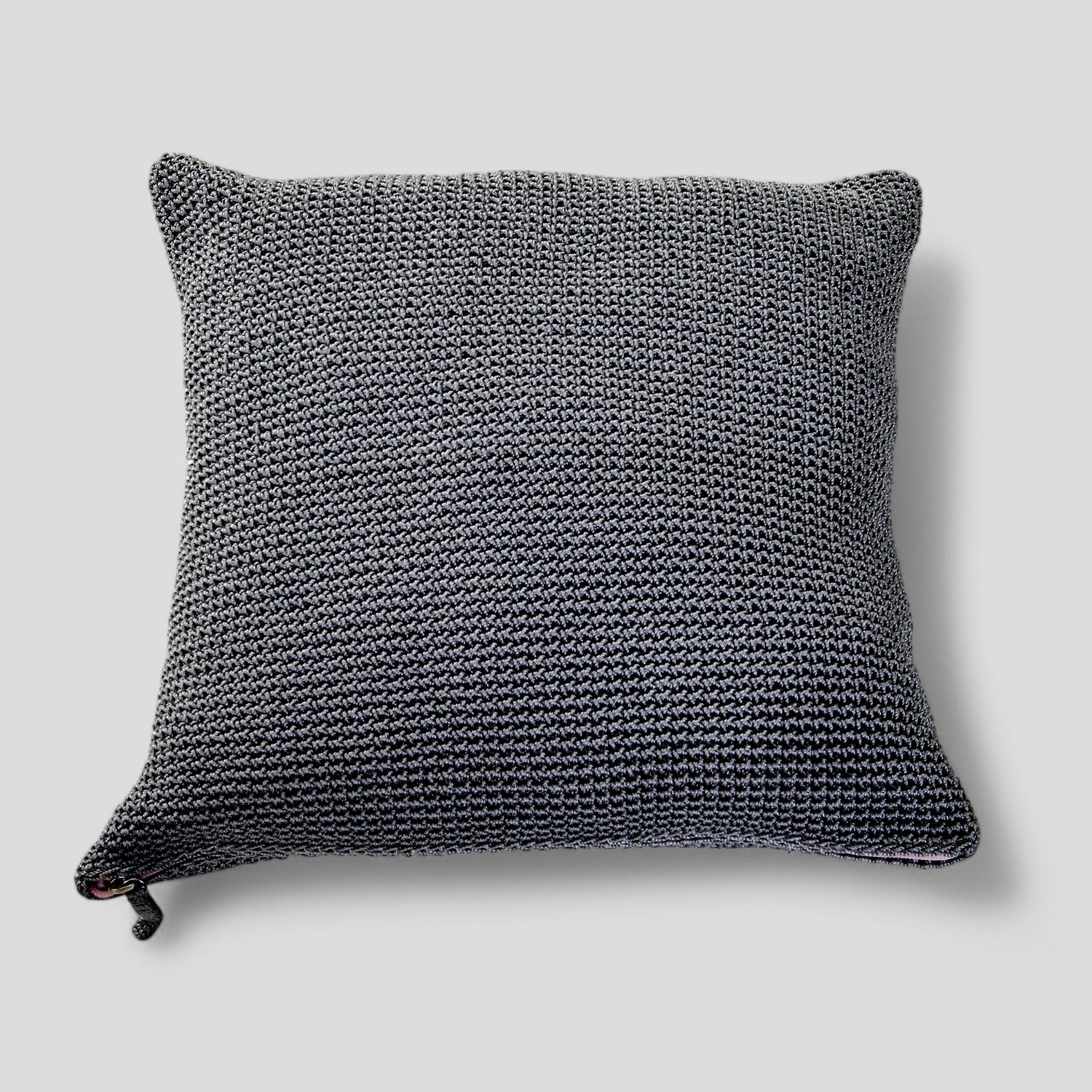 Crochet Anthracite Outdoor Toss Pillow