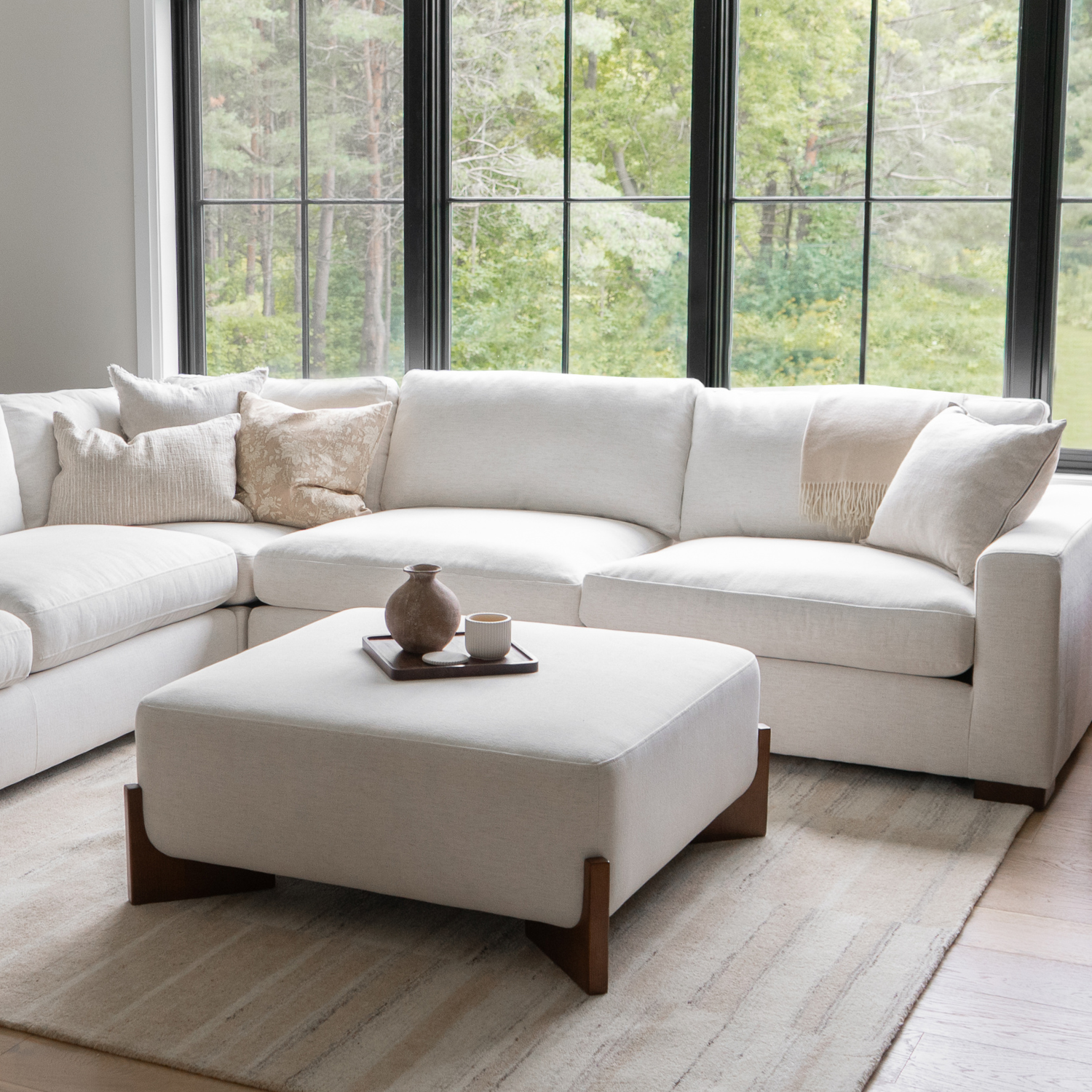 Cameron Ottoman w/ Dark Wood Base - Crypton® Nomad Snow