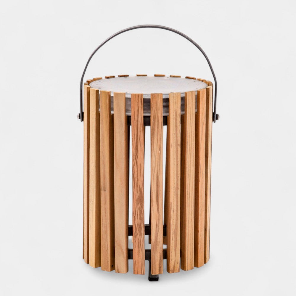 Cubic Teak Solar Lamp