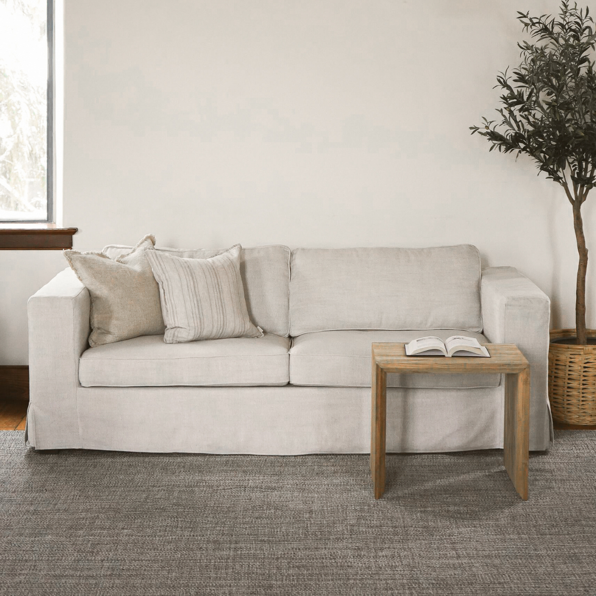 Stores Denver Natural Sofa Hauser Linen – Slipcover Company