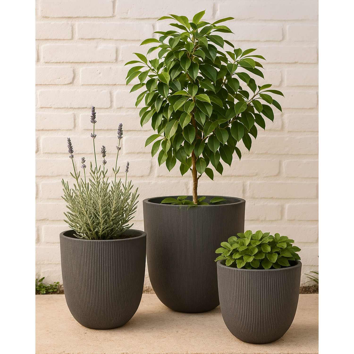 Dufferin Textured Grey Indoor/Outdoor Planters